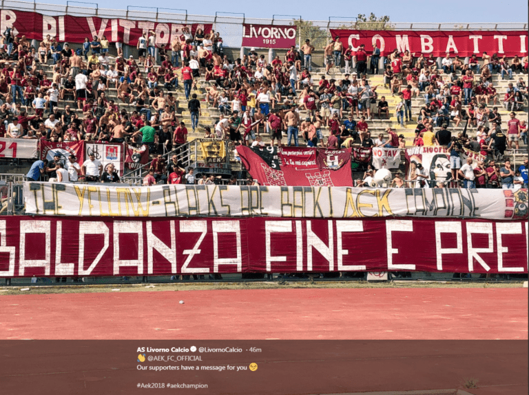 Το “κιτρινόμαυρο” πανό της Λιβόρνο (pic)