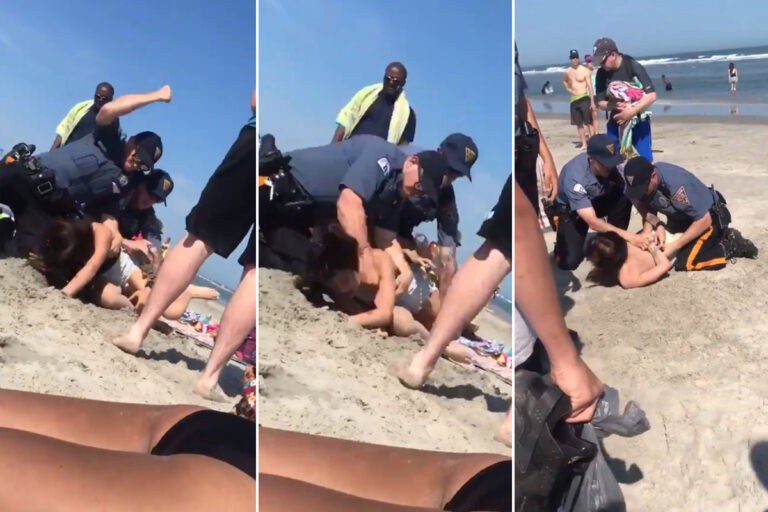 Θύελλα αντιδράσεων: Αστυνομικοί γρονθοκοπούν στο κεφάλι λουόμενη παραλίας! (vid)