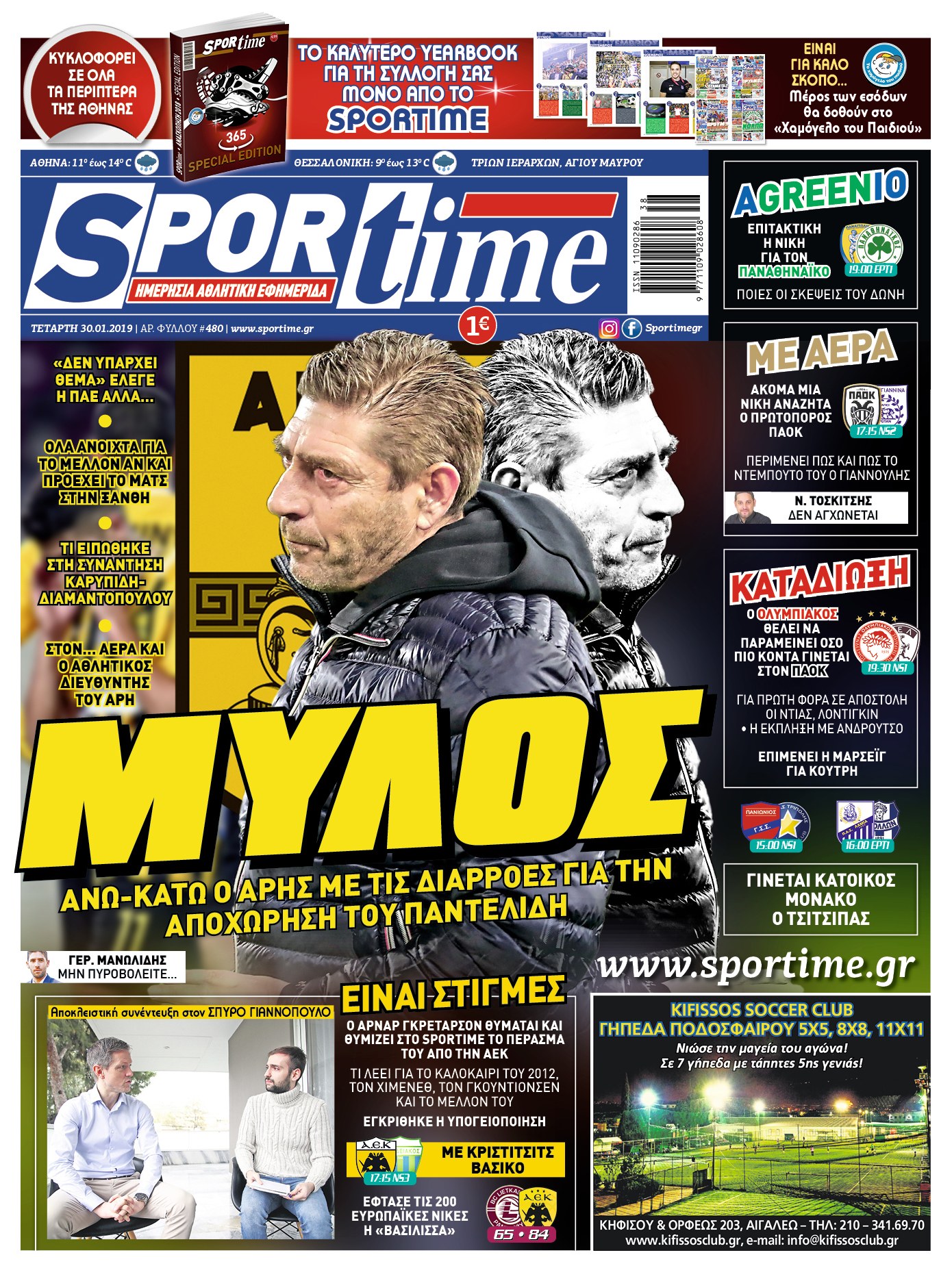 Πρωτοσέλιδο εφημερίδας Sportime