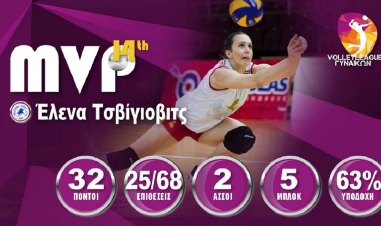 Α1 βόλεϊ γυναικών: MVP η Τσβίγιοβιτς