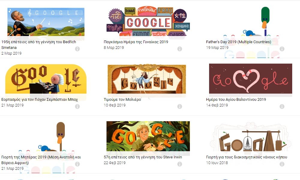 Google Doodle: Δείτε όλα τα διαδραστικά αφιερώματα!