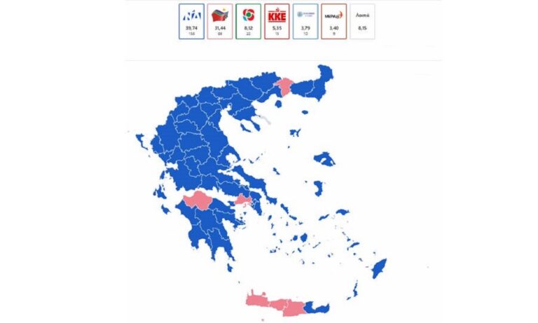 Αποτελέσματα εκλογών 2019: Δείτε τον χάρτη της εκλογικής αναμέτρησης