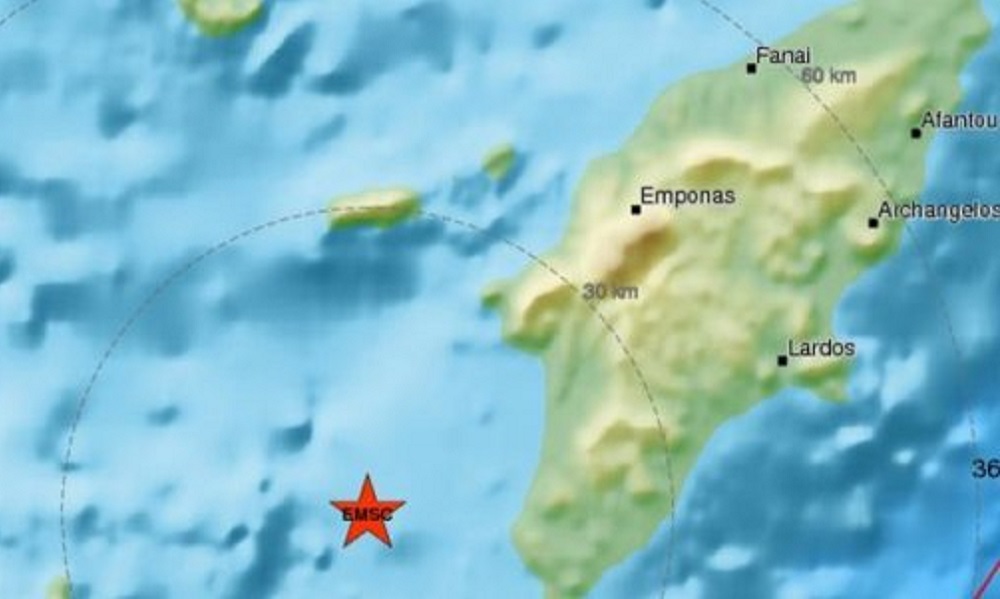 Σεισμός 3,5 Ρίχτερ στα νότια της Ρόδου