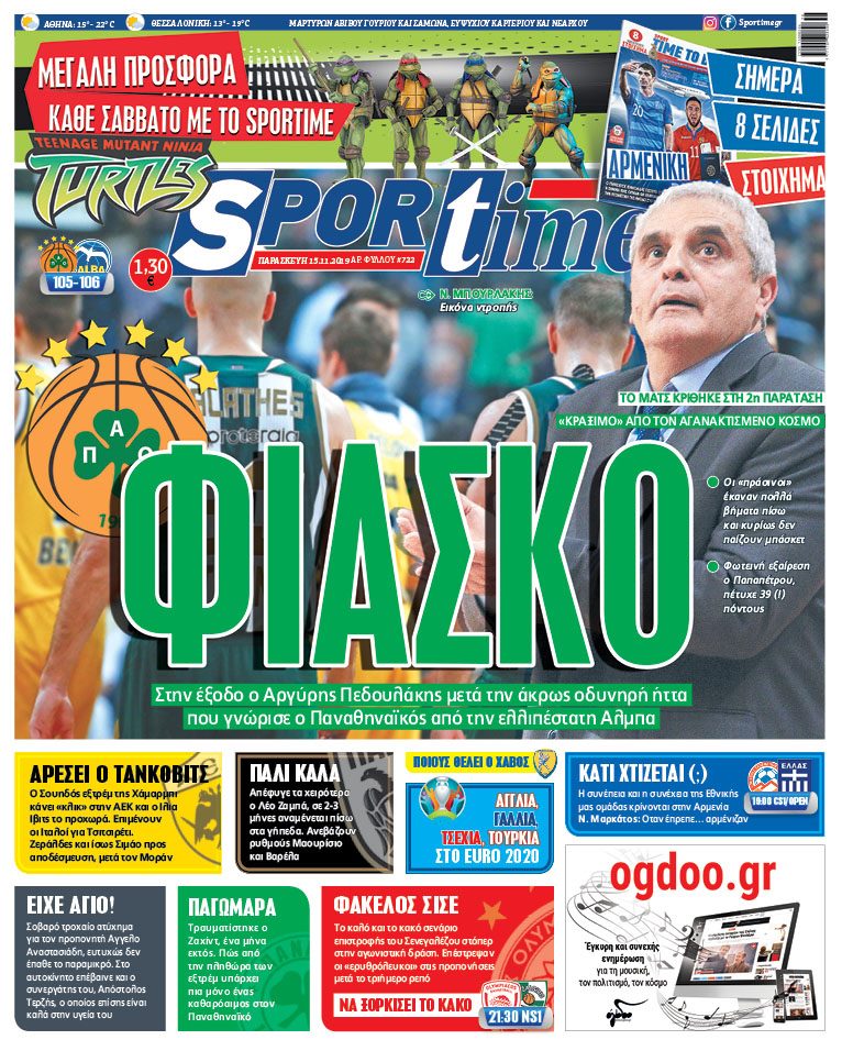 Πρωτοσέλιδο εφημερίδας Sportime