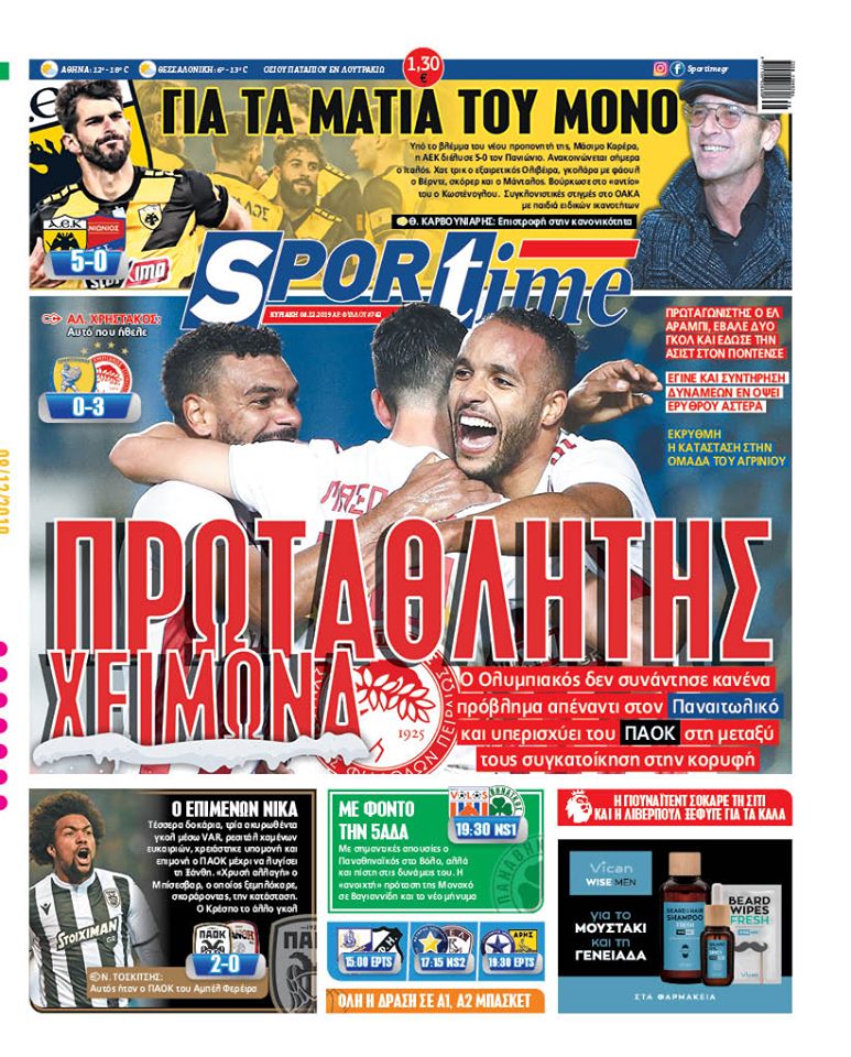 Πρωτοσέλιδο εφημερίδας Sportime