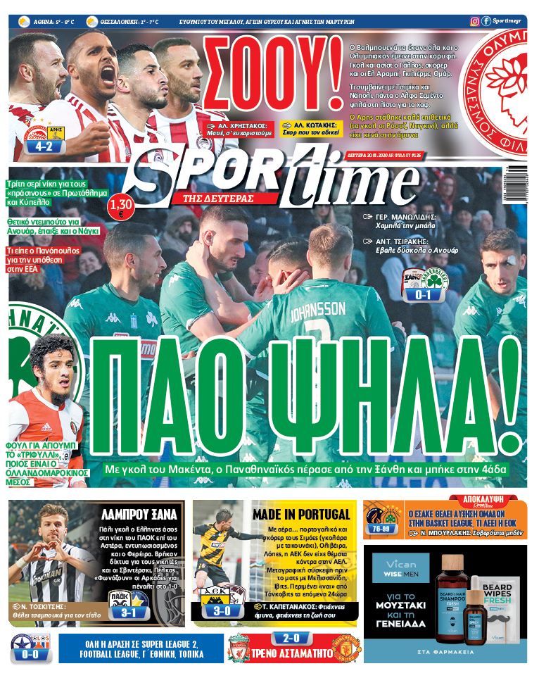 Πρωτοσέλιδο εφημερίδας Sportime