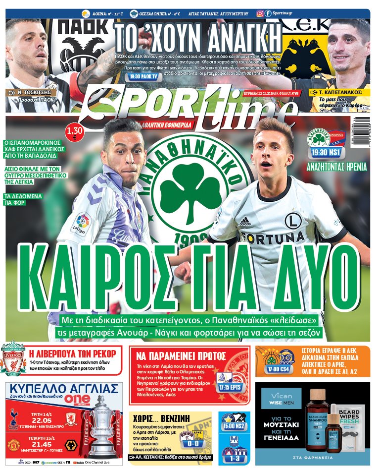 Πρωτοσέλιδο εφημερίδας Sportime