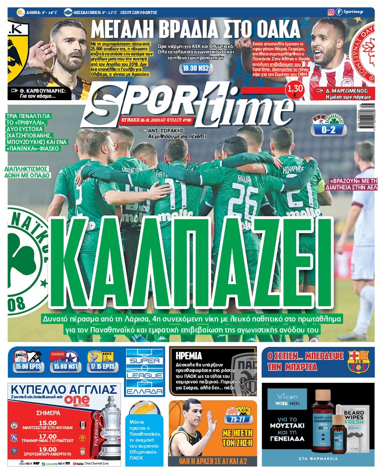 Πρωτοσέλιδο εφημερίδας Sportime