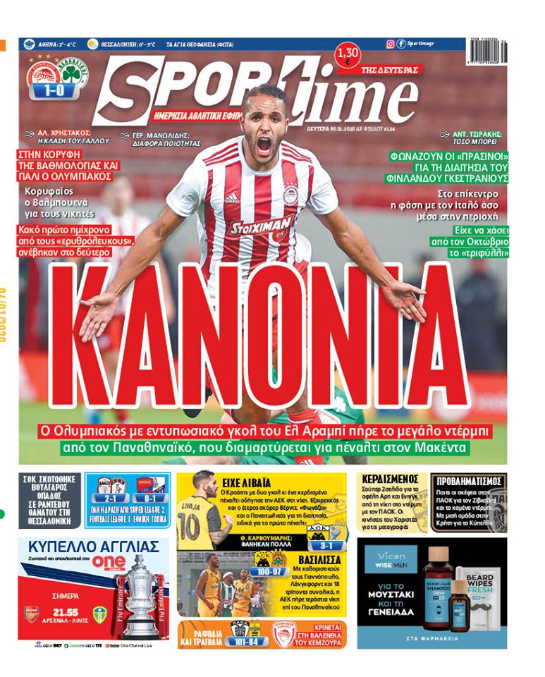 Πρωτοσέλιδο εφημερίδας Sportime