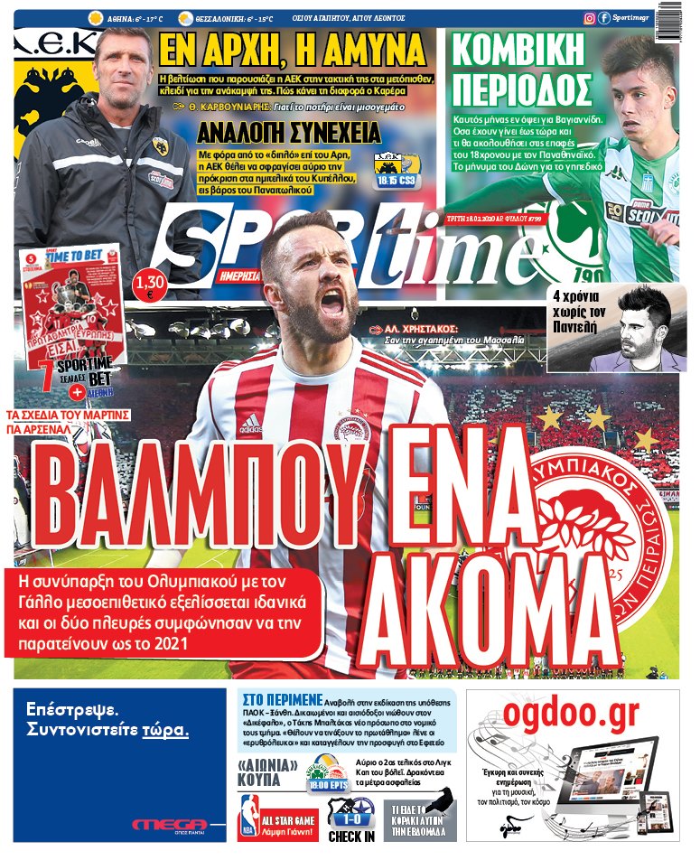 Πρωτοσέλιδο εφημερίδας Sportime