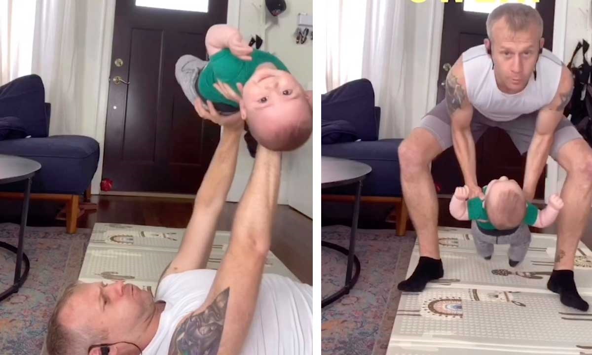 Κορονοϊός: Μπαμπάς χρησιμοποιεί το μωρό αντί για βαράκια! (vid)