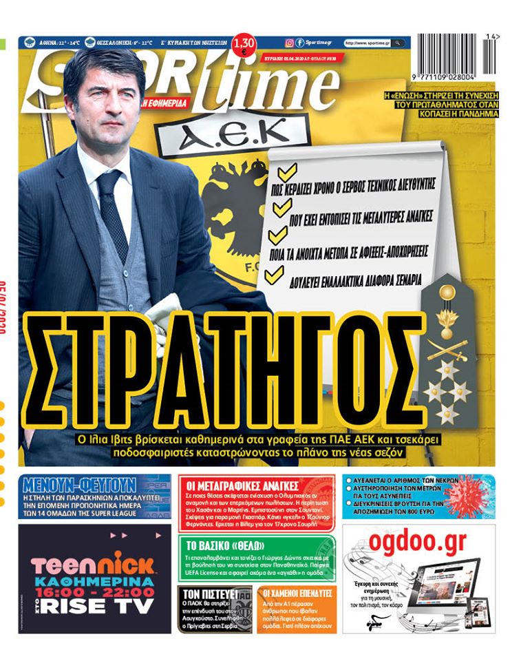 Πρωτοσέλιδο εφημερίδας Sportime