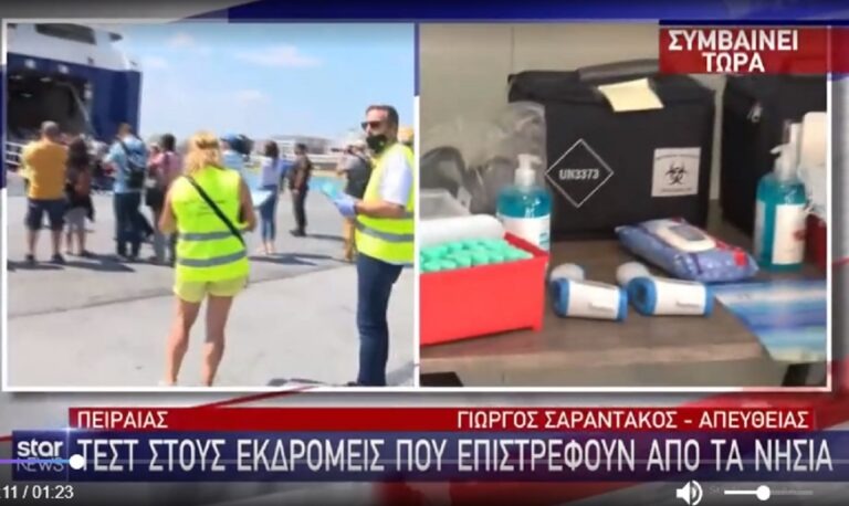 Τεστ για κορονοϊό στα λιμάνια Πειραιά και Ραφήνας σε όσους επιστρέφουν (vid)