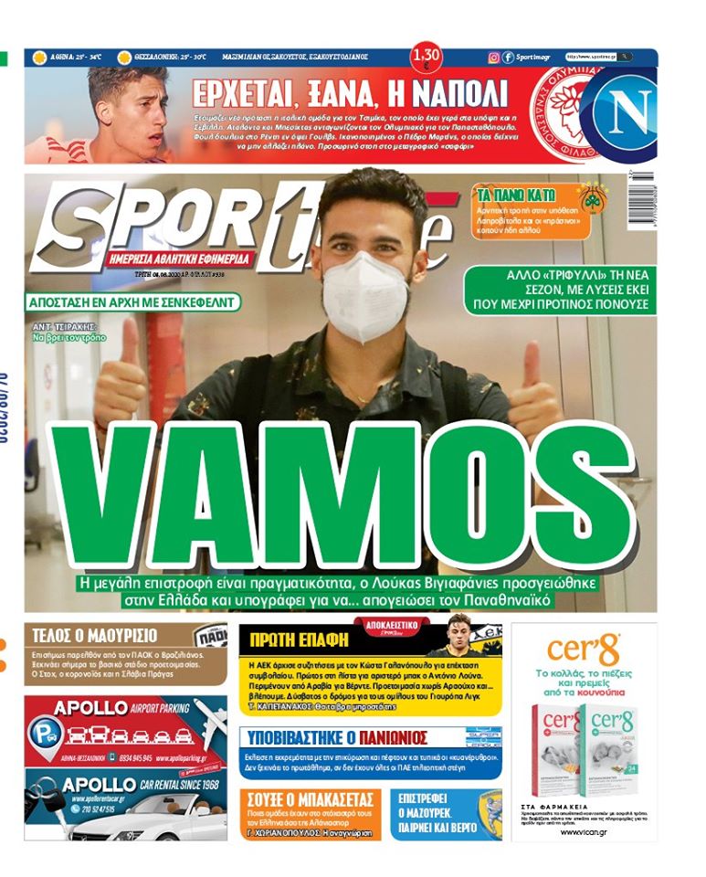 Πρωτοσέλιδο εφημερίδας Sportime