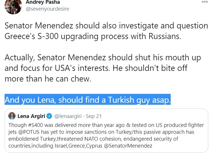 Λένα Αργύρη: Επίθεση από τουρκικό λογαριασμό στο Twitter δέχτηκε η Ελληνίδα δημοσιογράφος, Λένα Αργύρη, επειδή ζήτησε κυρώσεις σε βάρος της Τουρκίας