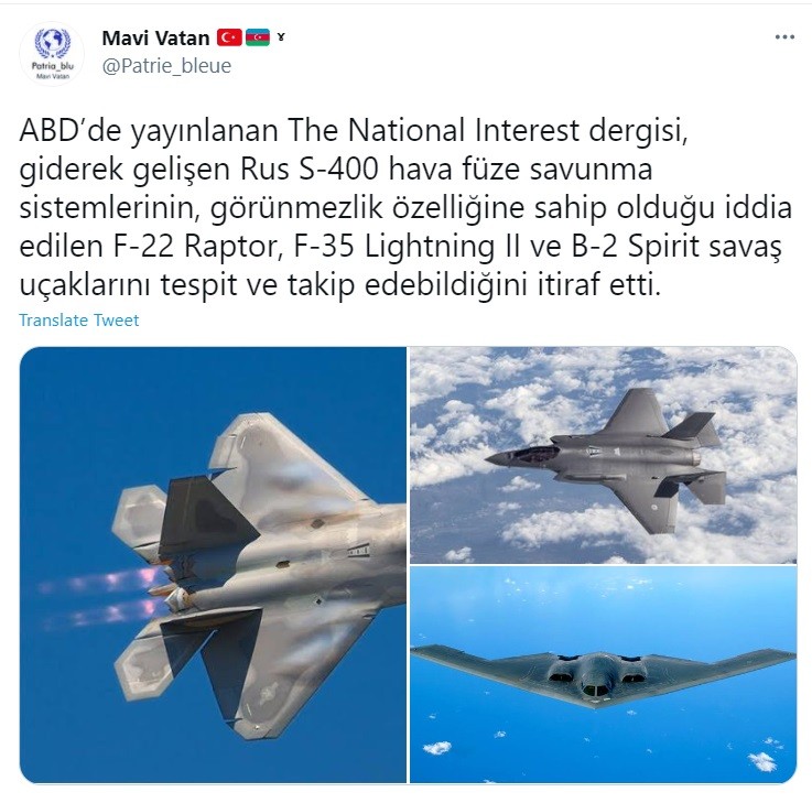 ΗΠΑ: Οι S-400 της Τουρκίας μπλοκάρουν F-22 και F-35, υποστηρίζει το περιοδικό National Interest - Πανηγυρίζουν οι Τούρκοι.