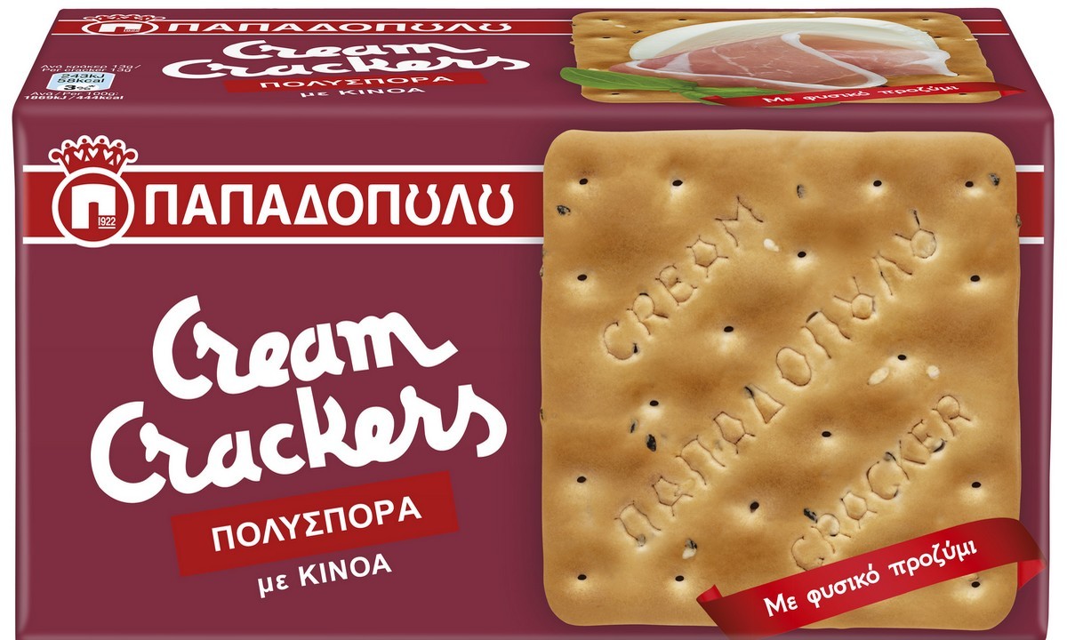 Για εσένα που προσέχεις τη διατροφή σου, αλλά και για εσένα που θες κάτι για να σε «κρατήσει», ήρθαν τα νέα Cream Crackers Πολύσπορα με σουσάμι, μαυροσούσαμο και κινόα.