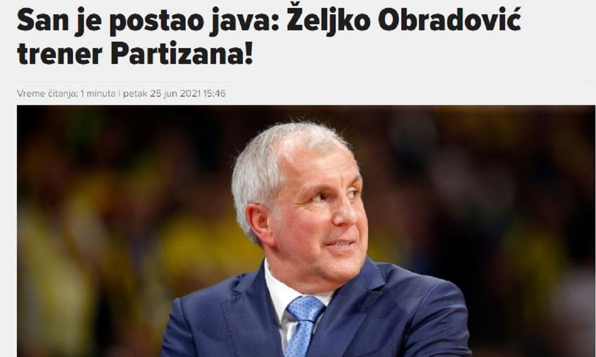 «Ανοίξτε σαμπάνια, ο Ομπράντοβιτς στην Παρτιζάν!»
