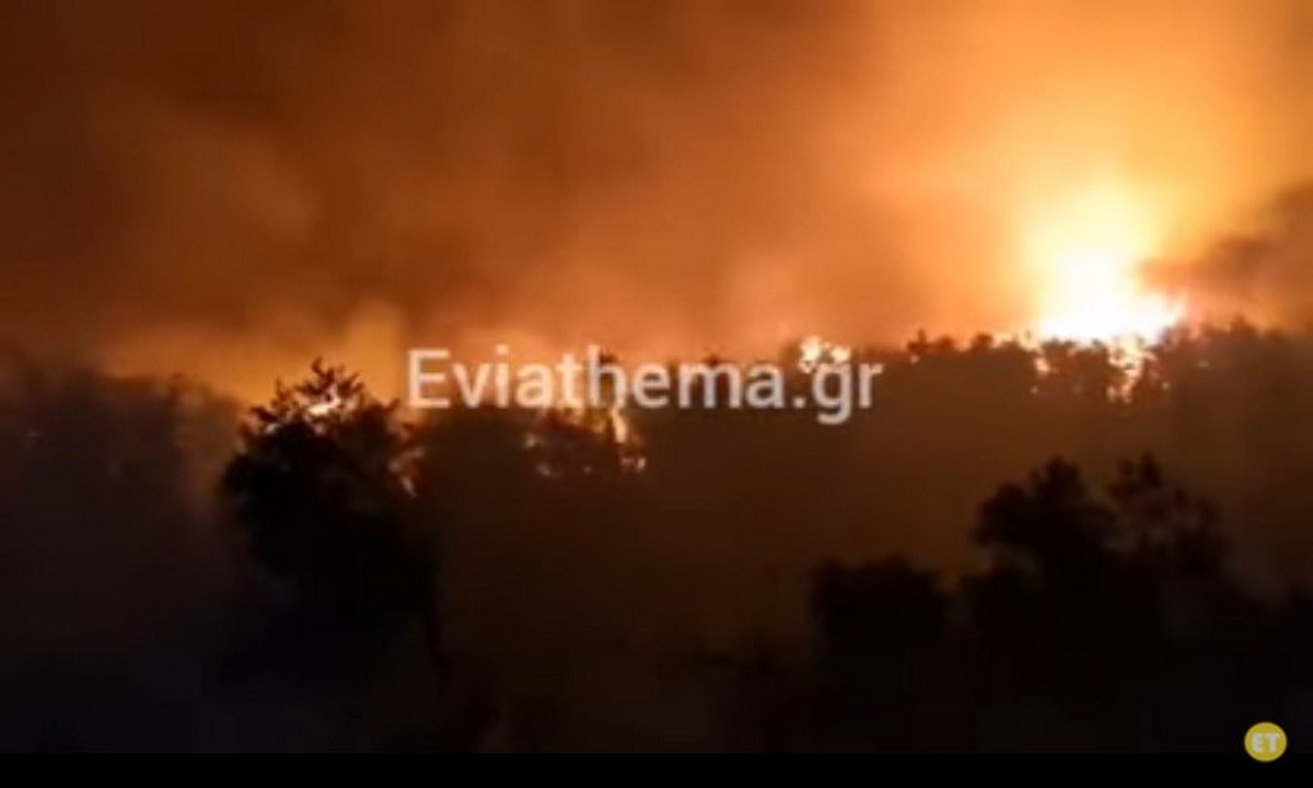 Φωτιά στην Εύβοια: Κάηκε τo χωριό Ελληνικά με τους ανθρώπους εκεί να κάνουν προσπάθειες να σώσουν ότι μπορούν.