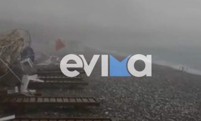 Βόρεια Εύβοια: Πανίσχυρη καταιγίδα στο Πευκί – Ξήλωσε μέχρι και ομπρέλες (vid)