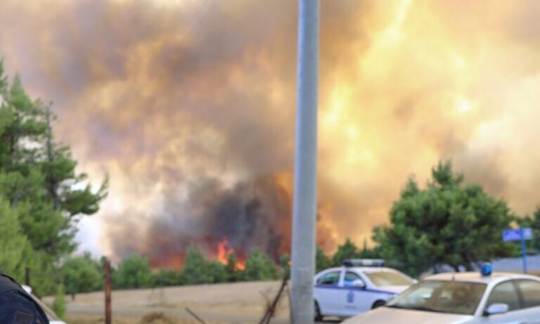 Μεγάλη φωτιά στο Σαραντάπορο Ελασσόνας στη Λάρισα
