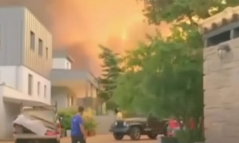 Φωτιά – Δροσοπηγή: Δείτε το video από το πυροσβεστικό όχημα που είχε παρκάρει μέσα στην έπαυλη