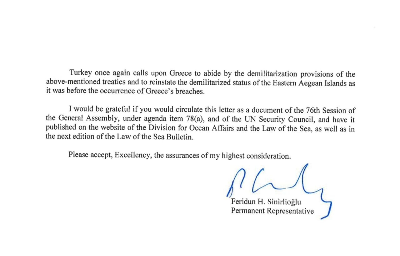 Επιστολή Τουρκίας στον ΟΗΕ!