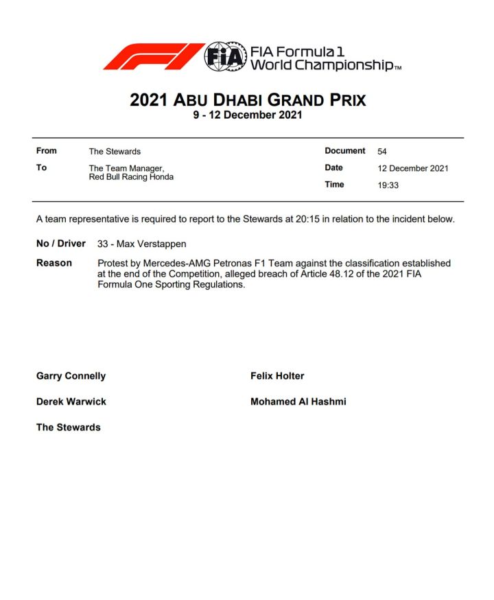 Ο Μαξ Φερστάπεν θα πρέπει να περιμένει για λίγο για να πανηγυρίσει τον τίτλο του πρωταθλητή της Formula 1 καθώς η Mercedes κατέθεσε ένσταση.