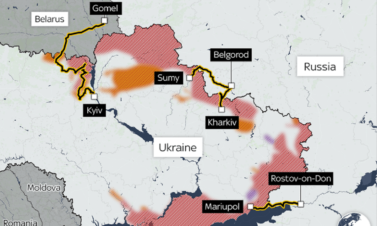 Ουκρανία: Χάρτης με τις κινήσεις των Ρώσων