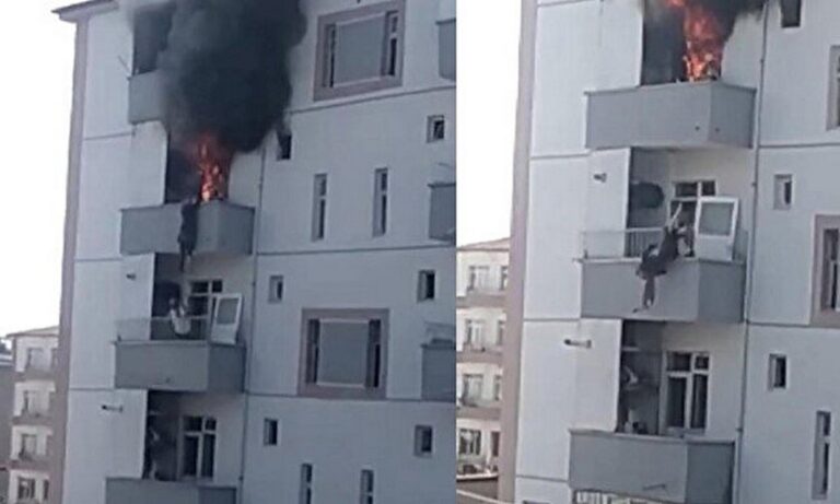 Τουρκία: Απίστευτο συμβάν - Τη συγκράτησε όταν έπεσε από το φλεγόμενο διαμέρισμα!