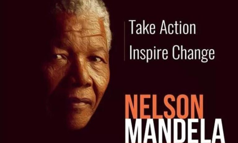 Σήμερα, αποτίουμε φόρο τιμής σε έναν ξεχωριστό παγκόσμιο υπερασπιστή της αξιοπρέπειας και της ισότητας, τον Νέλσον Μαντέλα.