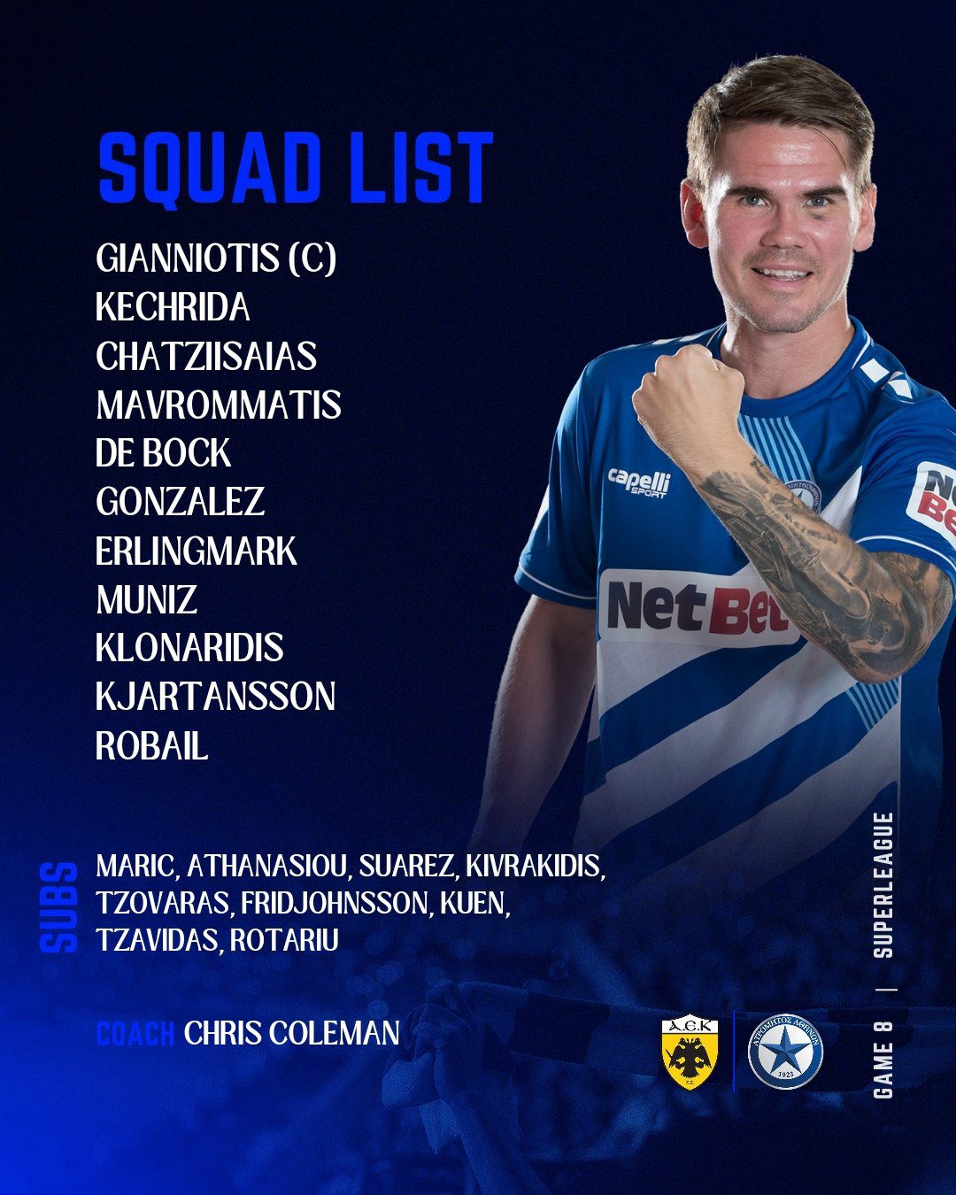 ΑΕΚ - Ατρόμητος: Οι 11άδες με τις οποίες παρατάσσονται ΑΕΚ και Ατρόμητος για τη μεταξύ τους αναμέτρηση στο πλαίσιο της 8ης αγωνιστικής.