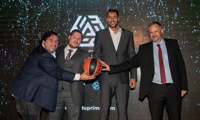 (από αριστερά προς δεξιά): Jose Luis Rosa Medina, Senior Director Corporate Partnerships & Licensing Euroleague Σωτήρης Μπότσιος COO Ardu Prime Γιώργος Πρίντεζης Σωτήρης Προμπονάς CEO Ardu Prime
