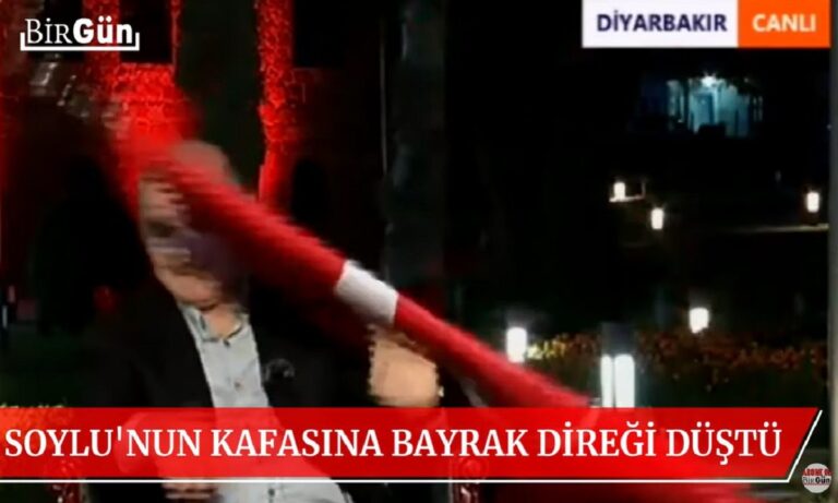 Τουρκία: Ο υπουργός Εσωτερικών μίλαγε για την πάταξη της διαφθοράς και του έπεσε η τουρκική σημαία στο κεφάλι