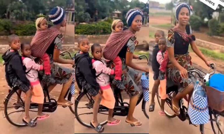 Viral – TikTok: Η μητέρα που μεταφέρει τα τρία παιδιά της με ποδήλατο
