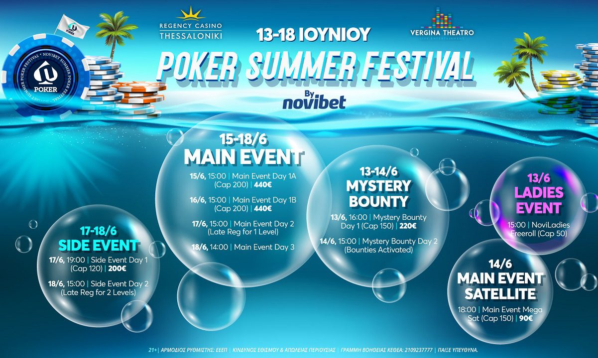 Novibet Poker Summer Festival: Mystery Bounty, Ladies Freeroll & Main Event… για όλους! To αναλυτικό πρόγραμμα ανακοινώθηκε με εκπλήξεις.