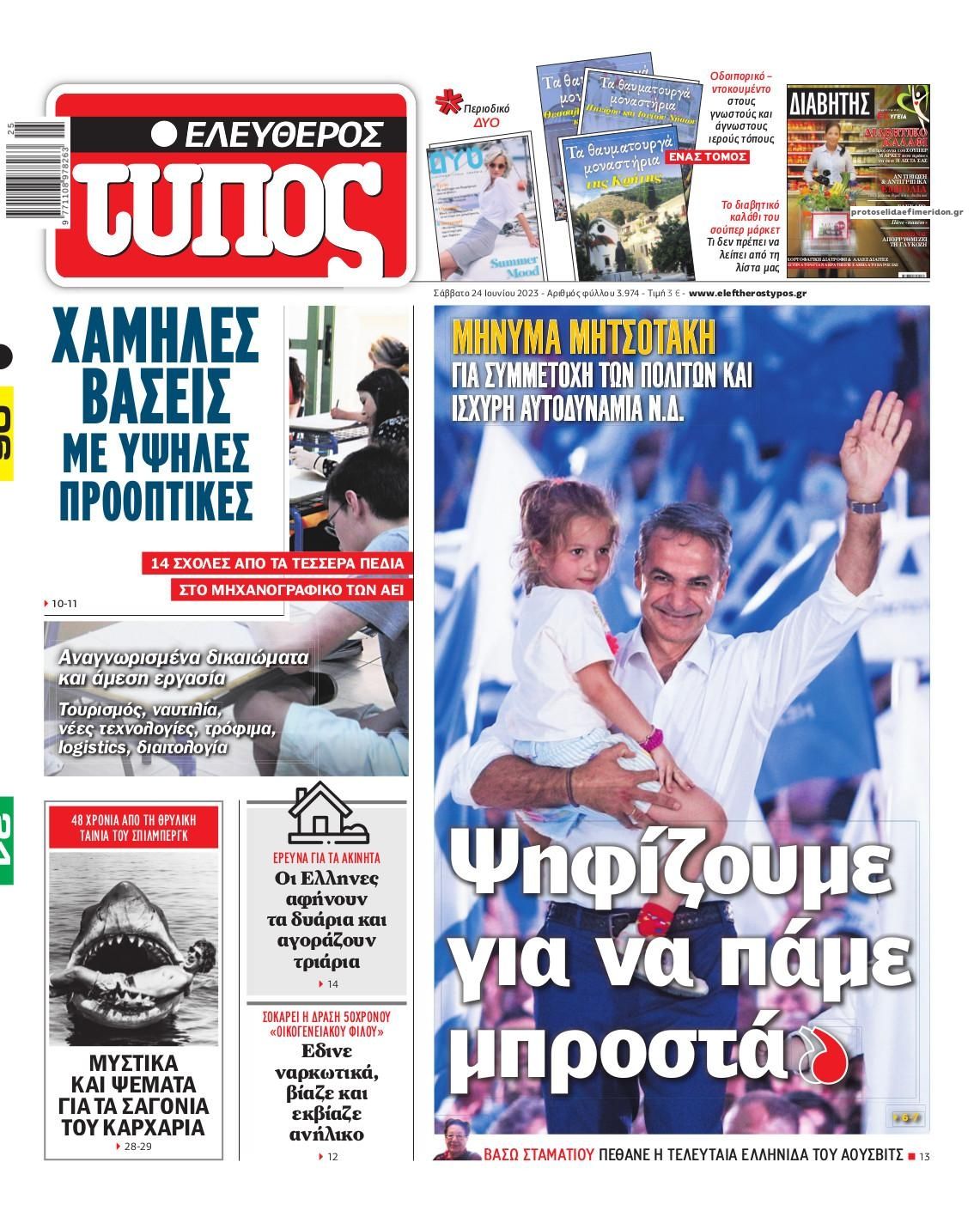 Μόνο ψηφοδέλτια της ΝΔ δεν έχουν μοιράσει σήμερα οι «γαλάζιες» εφημερίδες - Αυτοί είναι που κατηγορούσαν τη ΝΙΚΗ για σκιώδη χρηματοδότηση.