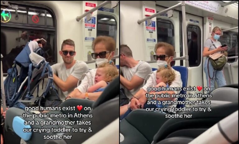 Eλληνίδα γιαγιά έγινε viral στο Tik Tok – Πήρε αγκαλιά την κόρη τουρίστριας για να την ηρεμήσει μέσα στο μετρό