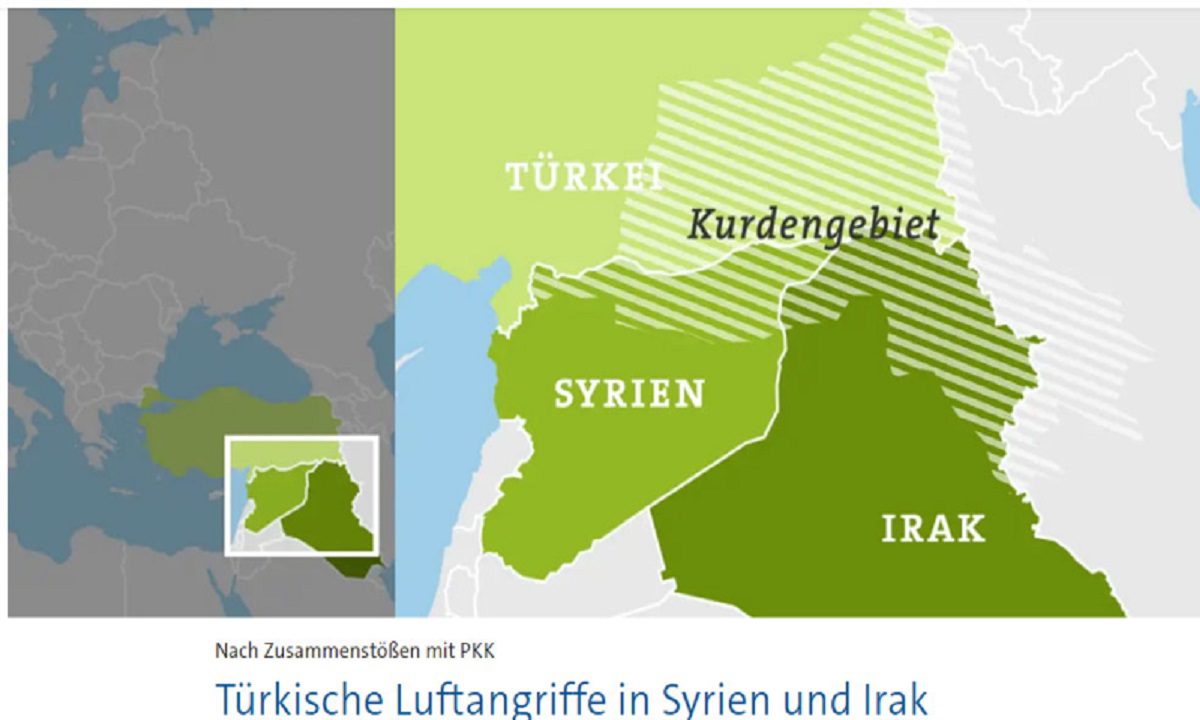 Έξαλλοι οι Τούρκοι με χάρτη που δημοσίευσαν οι Γερμανοί για το Κουρδιστάν – To… μισό βρίσκεται στην Τουρκία!