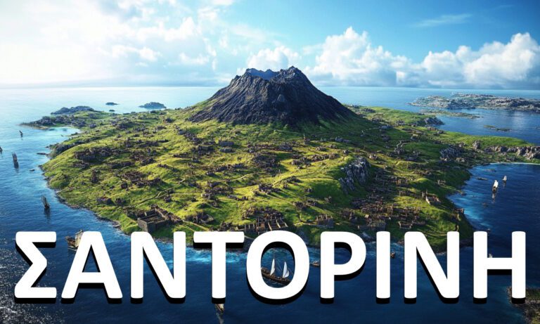 Το σχήμα που είχε η Σαντορίνη πριν βυθιστεί η μισή απο την τεράστια έκρηξη του ηφαιστείου