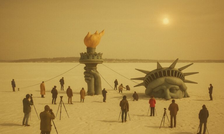 Γιατί το Άγαλμα της Ελευθερίας ήταν θαμμένο στο χιόνι μέχρι τα μάτια σε μια παγωμένη λίμνη;