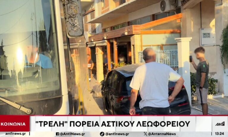 Τρόμος στο Μενίδι: Λεωφορείο χωρίς χειρόφρενο έπεσε σε ψητοπωλείο – Πανικός στους θαμώνες