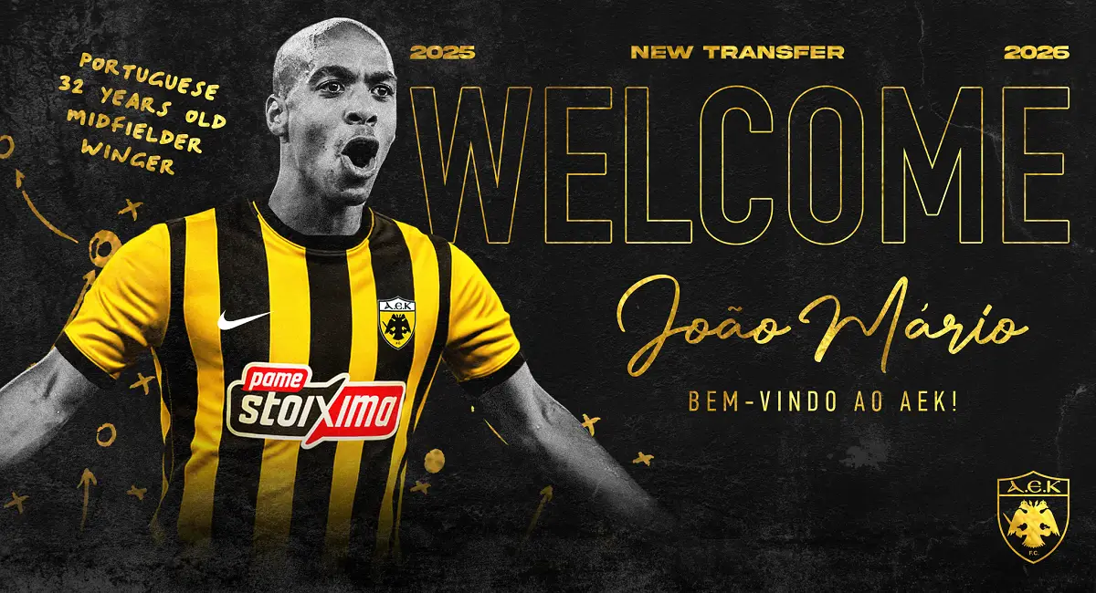 ΑΕΚ: Επίσημο! Στην ΑΕΚ ο Ζοάο Μάριο