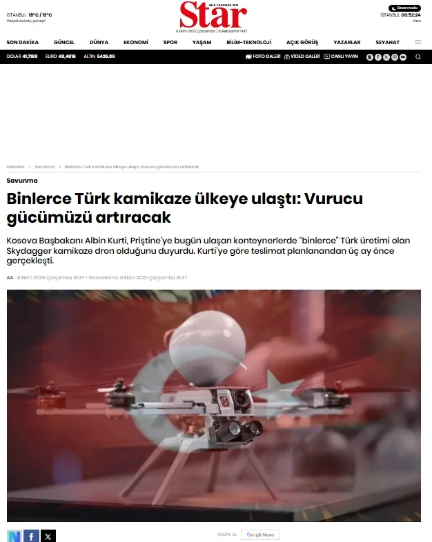 Χιλιάδες τουρκικά καμικάζι Skydagger στο Κοσσυφοπέδιο - Η νέα πραγματικότητα κρούσης στην καρδιά της Ευρώπης